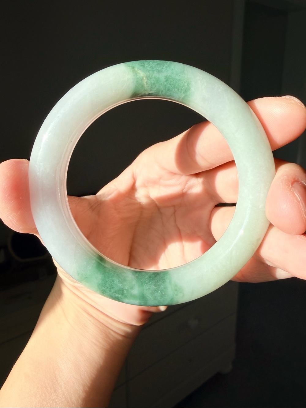 Natural Burmese Jadeite Jade A Grade Round Bangle – Icy Glutinous Spring Color